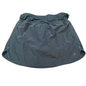 Free Fly Womens Bamboo Active Skort Blue Grey Elastic Waist Back Zip Pocket M